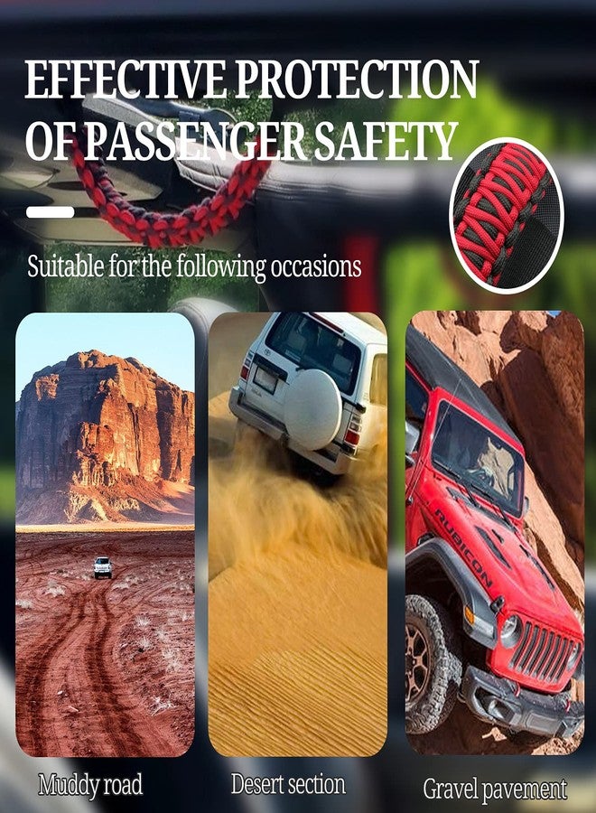 Bentolin مقابض بنتولين حمراء مزدوجة لقضبان الحماية، مناسبة لسيارات جيب رانجلر YJ، TJ، JK، JKU، JL، JLU، سبورتس، صحارى، فريدوم، روبيكون، أنليميتد، X، جلادياتور، JT (1955-2022)، مركبات UTV وATV، مقابض باراكورد، ملحقات داخلية - Image 3